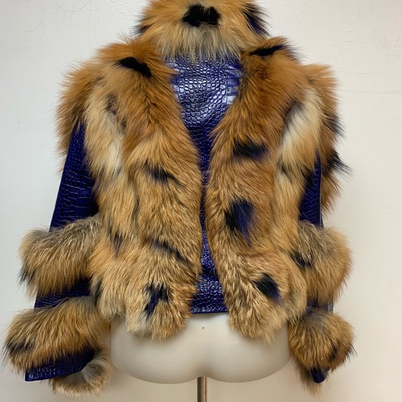 Cheetah croc leather Red Fox Fur💙💙 - Picture 2 of 3